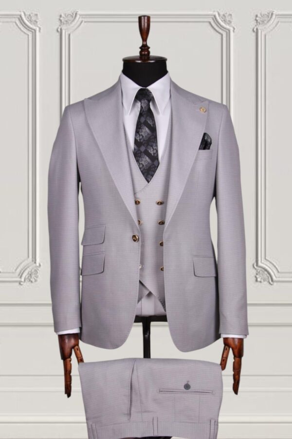 Men's Tailored 3-Piece Suit – Classic Taupe with Peak Lapels