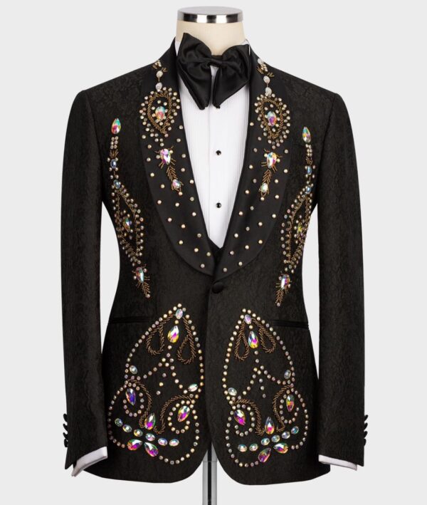 Regal Noir Embellished Tuxedo Jacket